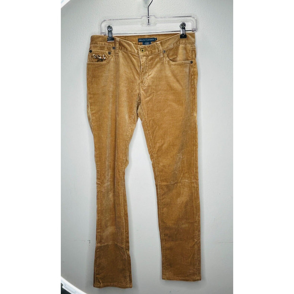 Ralph Lauren Blue Lable RL650 Thompson Tan Corduroy Slim Low-Rise Straight Jeans - Picture 1 of 10